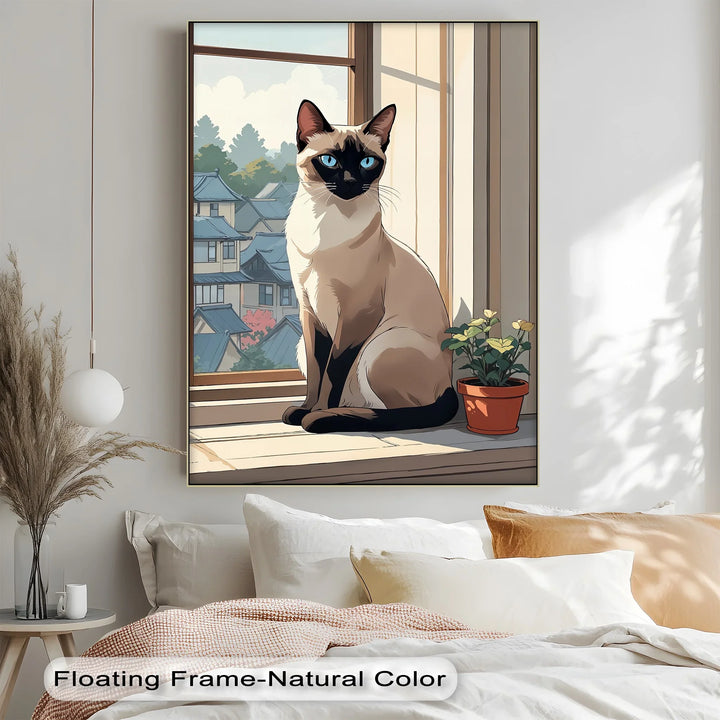 Siamese Cat in Japanese-Inspired Setting - Cat Canvas Print - MyPhotoStation