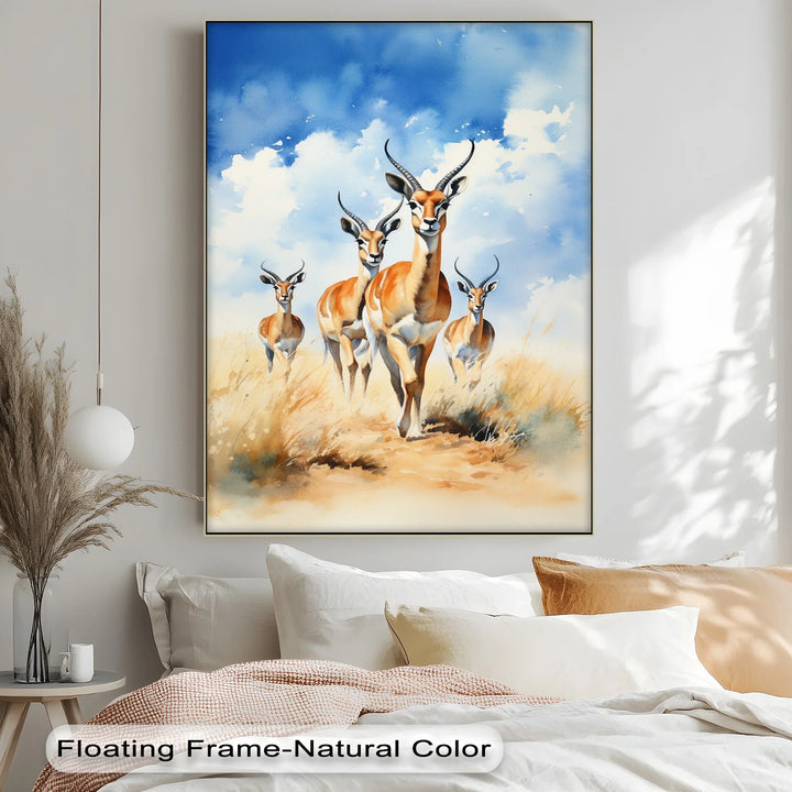 Desert Grace – Antelope Herd in Motion Animal Canvas Print - MyPhotoStation