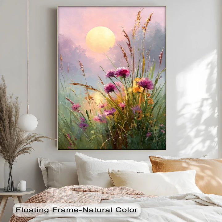 Wildflower Meadow at Dusk – Sunset Landscape Canvas Print - MyPhotoStation