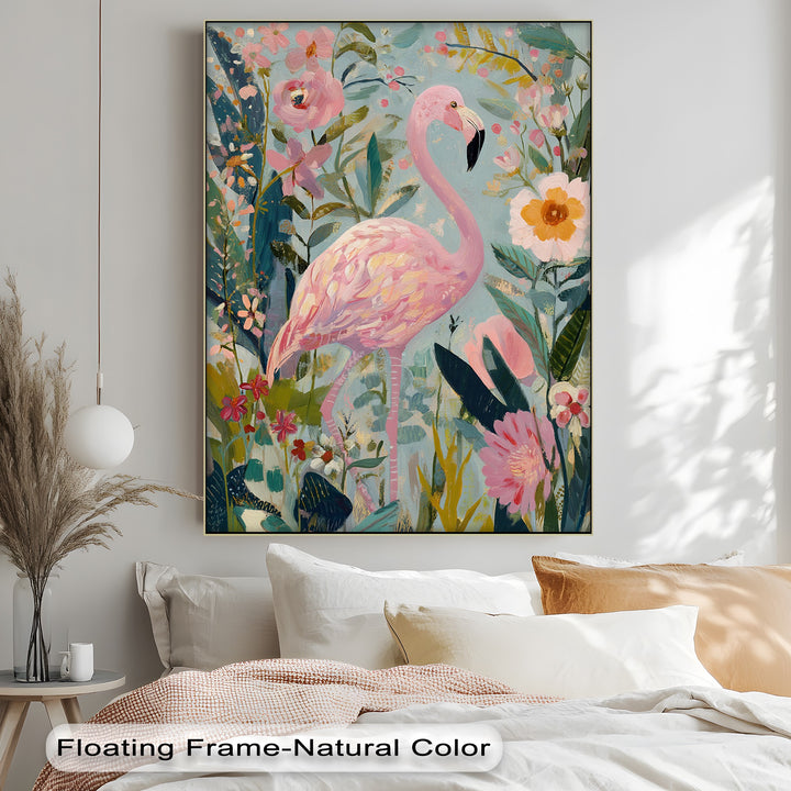 Flamingo in Bloom – Pastel Pink Flamingo Canvas Print