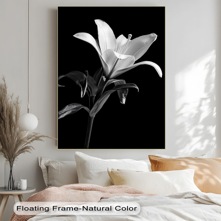 Silent Bloom – Black and White Lily Canvas Prints