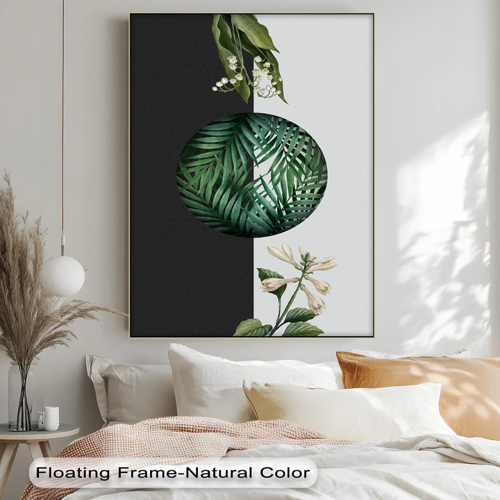 Botanical Balance – Monochrome Floral Contrast Canvas Print - MyPhotoStation