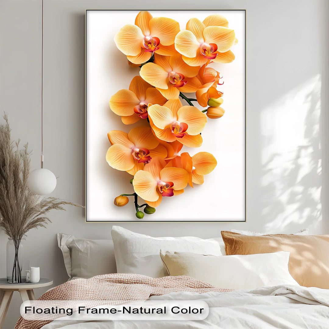 Golden Orchid Radiance – Orange Phalaenopsis Floral Canvas Print - MyPhotoStation