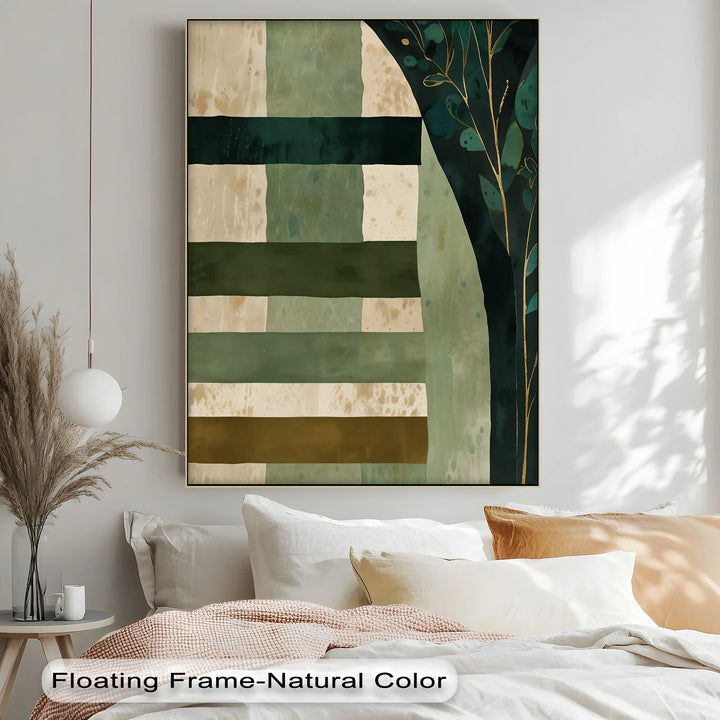 Verdant Tapestry – Botanical Stripe Abstract Canvas Print - MyPhotoStation