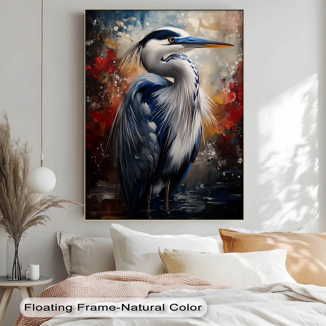 Regal Blue Heron – Majestic Bird Portrait Canvas Print