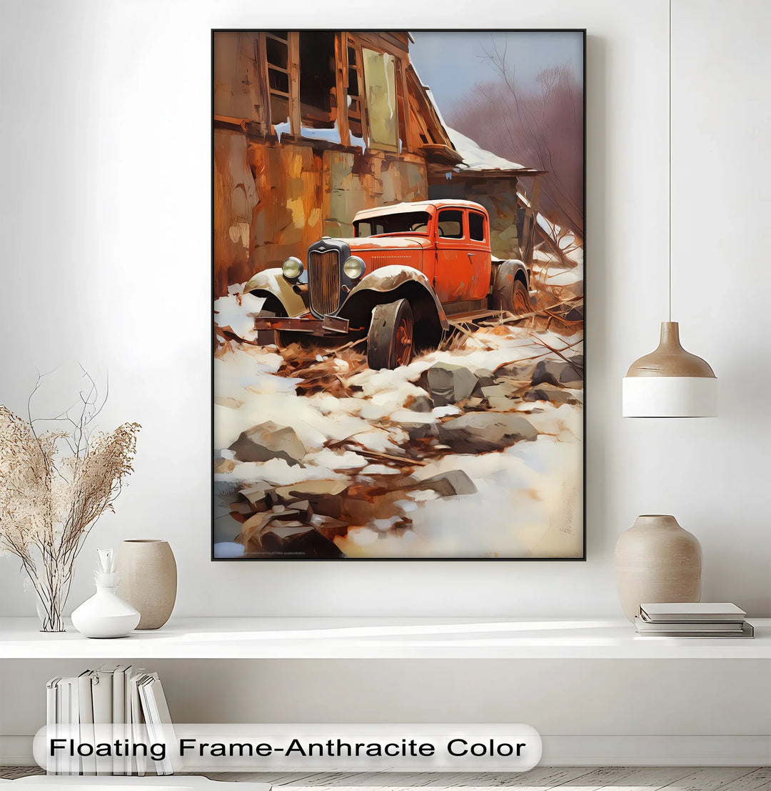 Forgotten Beauty in Snow – Vintage Truck Canvas Print - MyPhotoStation