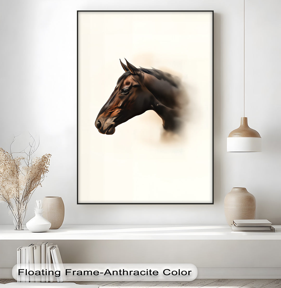 Silent Majesty – Realistic Brown Horse Portrait Canvas Print