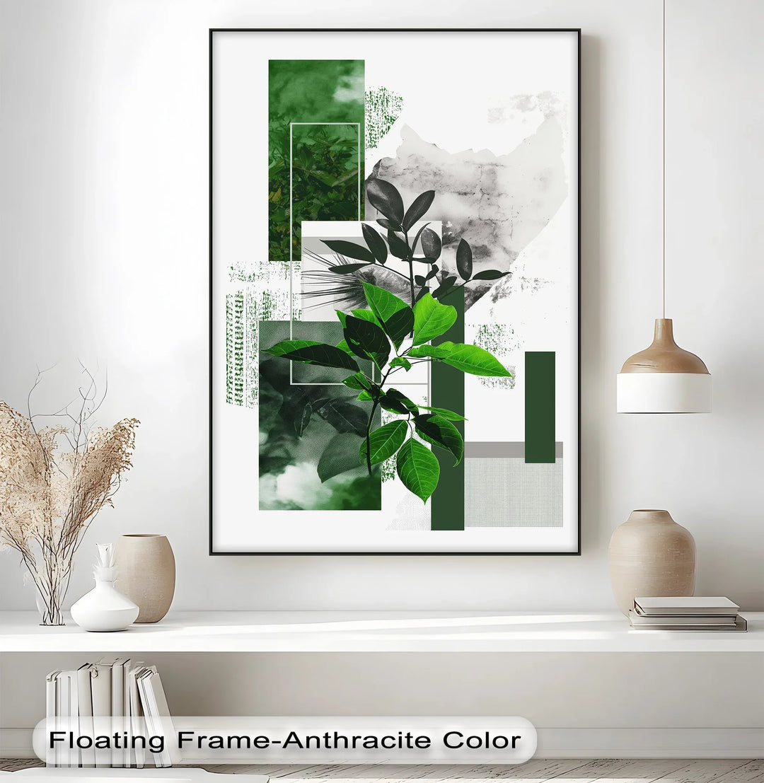 Geometric Botanical Contrast – Modern Leaf Collage Canvas Print - MyPhotoStation