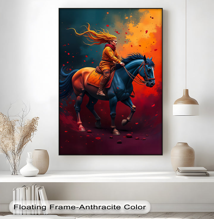 Crimson Ride – Modern Equestrian Canvas Print