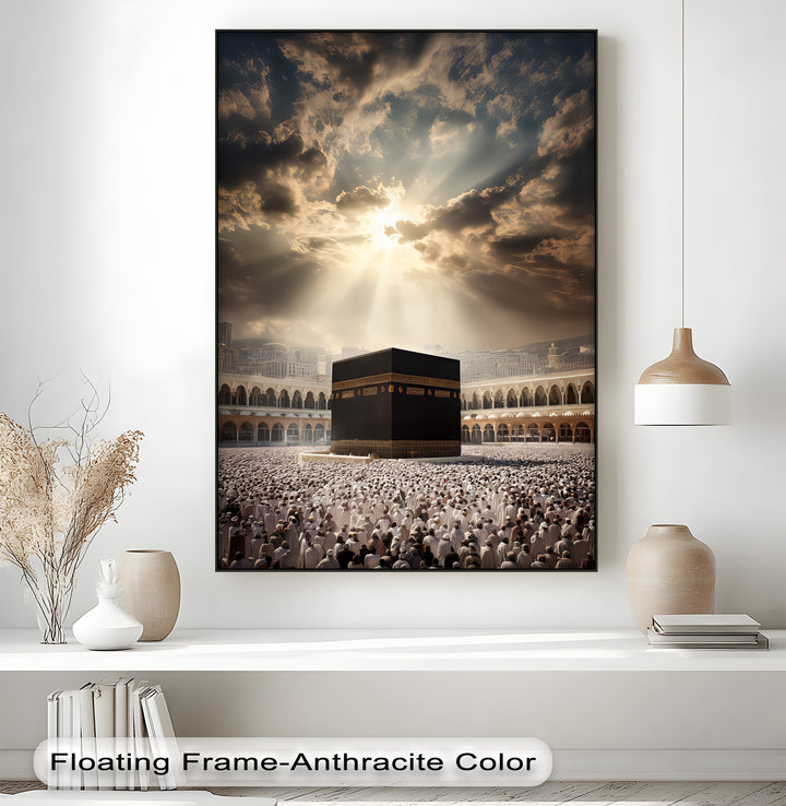 Divine Light over the Kaaba – Islamic Canvas Print