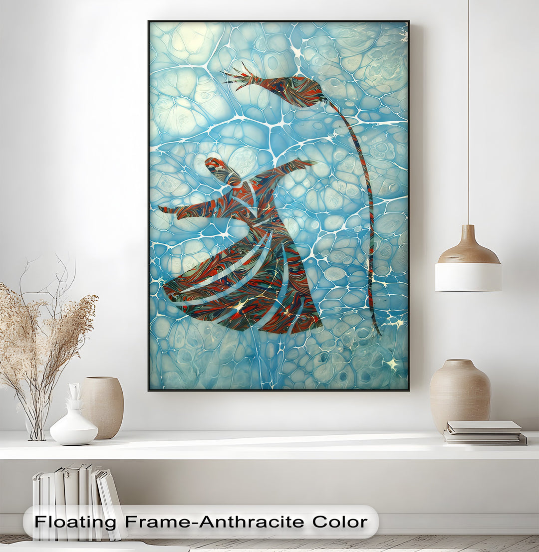 Dance of Devotion – Whirling Dervish Ebru Art Canvas Print