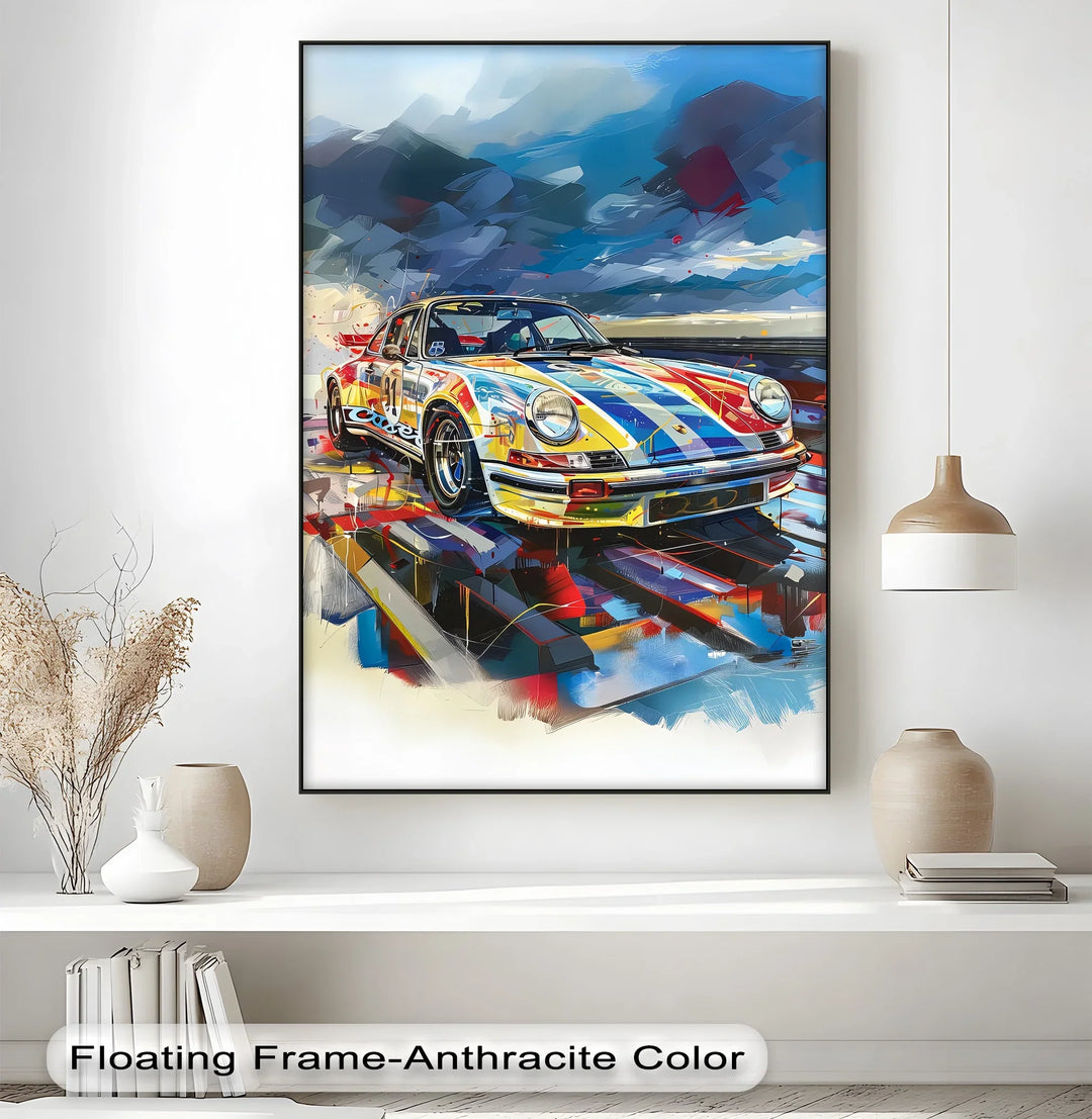 Vibrant Porsche Speed Racer in Abstract Colors – Car Canvas Print - MyPhotoStation
