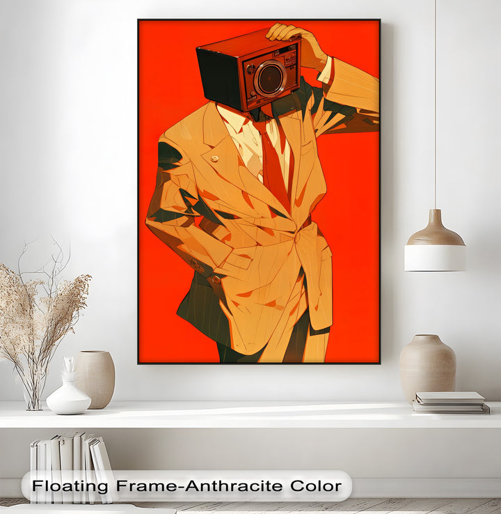 Analog Persona – Radio Head Man in Suit Canvas Print