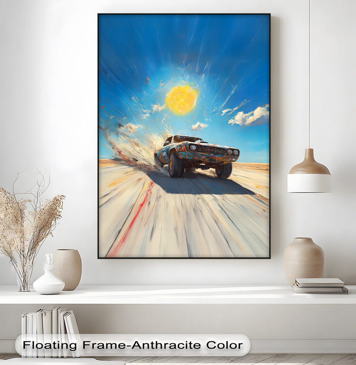 Desert Drift – Explosive Muscle Car in Motion Car Canvas Print