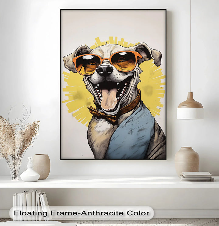 Sunshine Smile Pup – Retro Cool Dog Portrait Puppies Canvas Print - MyPhotoStation