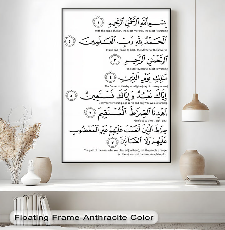 Divine Guidance – Surah Al-Fatiha Arabic Calligraphy Canvas Print