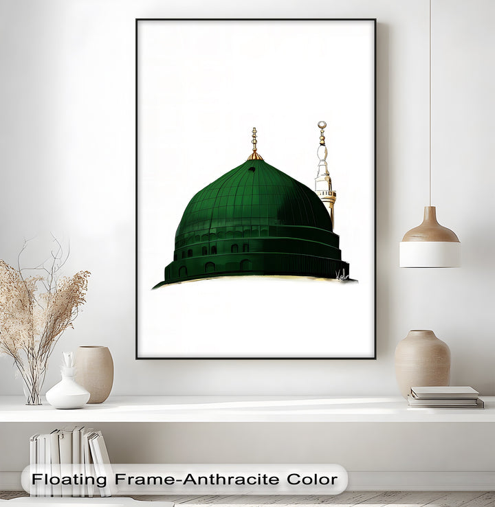 Minimalist Green Dome of Medina – Islamic Wall Art