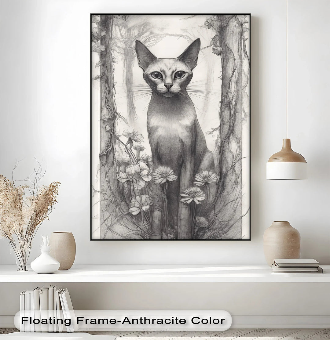 Mystic Forest Watcher – Elegant Cat in Enchanted Woodland Cat Canvas Print - MyPhotoStation