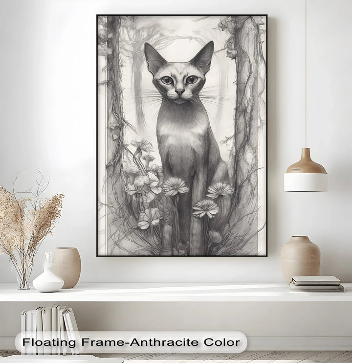 Mystic Forest Watcher – Elegant Cat in Enchanted Woodland Cat Canvas Print - MyPhotoStation