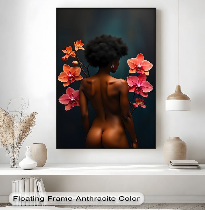 Orchid Bliss Erotic Canvas Wall Art – Luxury Framed Floral Decor