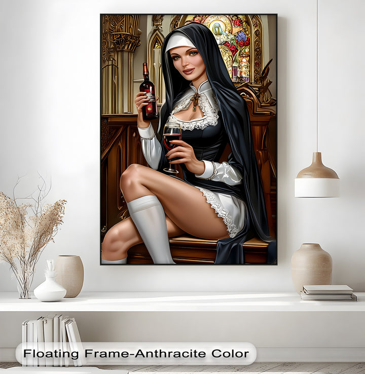 Sacred Temptation – Sensual Nun Erotic Canvas Print