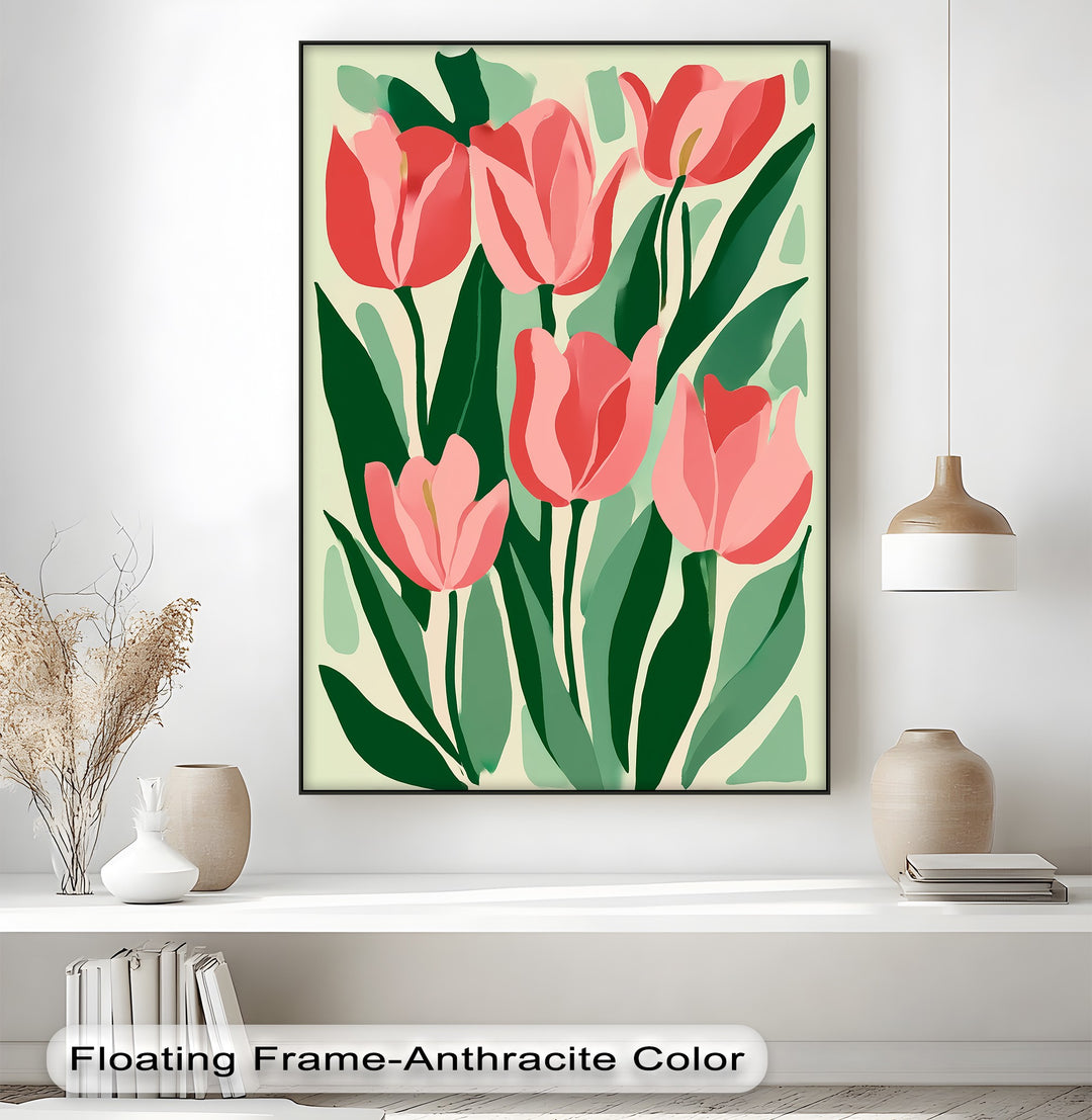 Coral Tulip Delight – Abstract Pink Tulip Canvas Print