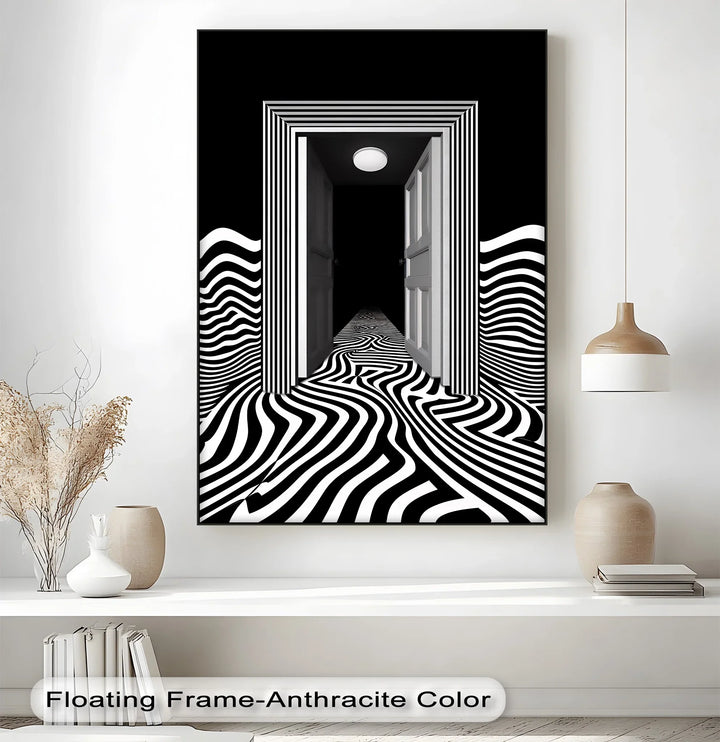 Optical Corridor Illusion – Black & White Canvas Print - MyPhotoStation