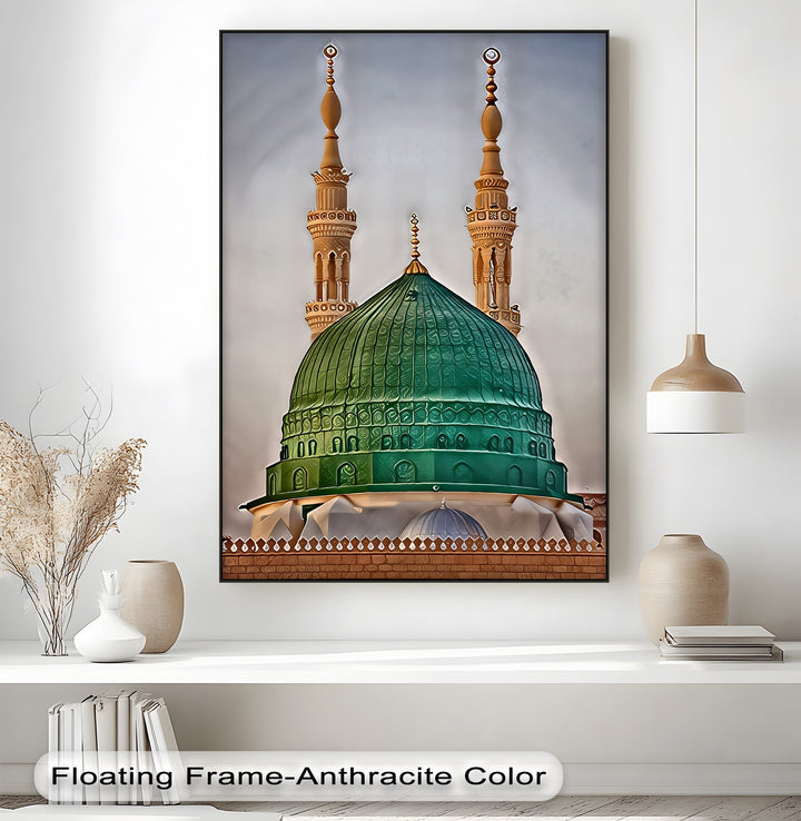 Green Dome of Al-Masjid an-Nabawi – Islamic Wall Art of Medina