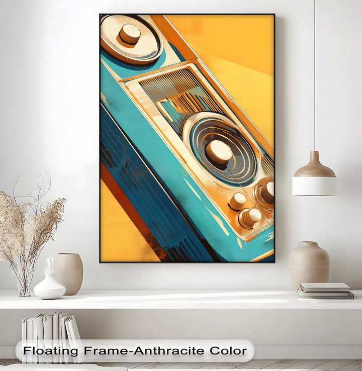 Golden Frequency – Retro Stereo Abstract Canvas Print