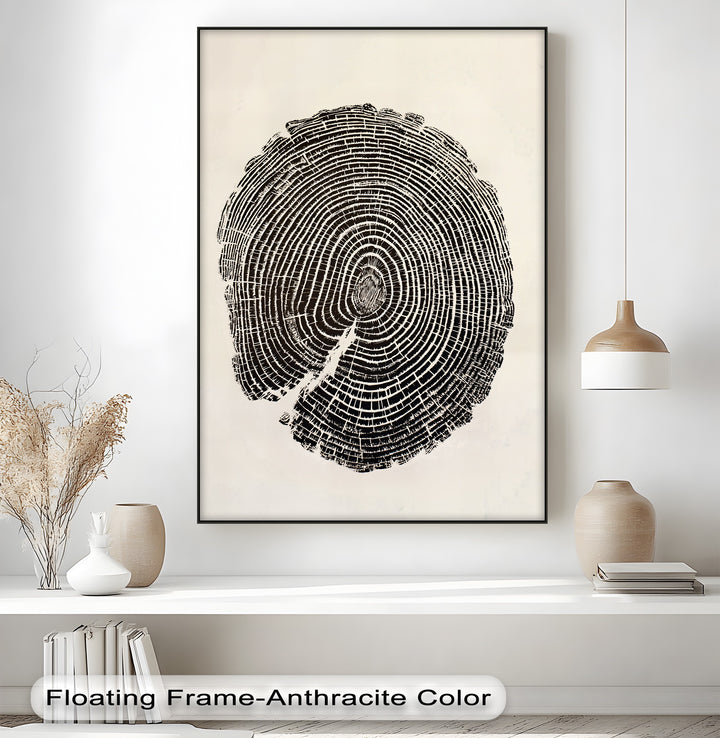 Featuring the organic forms of a tree ring, this minimalist tree ring canvas print offers a unique canvas print that celebrates nature's intricate design.