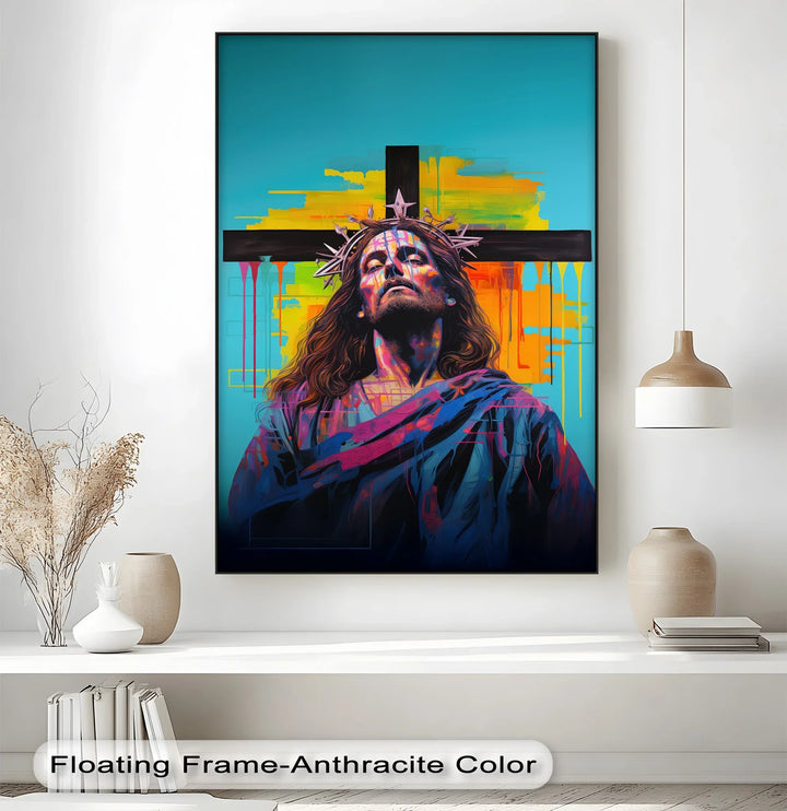 This striking custom canvas print blends modern art and Christian faith in a powerful tribute to endurance and grace.

