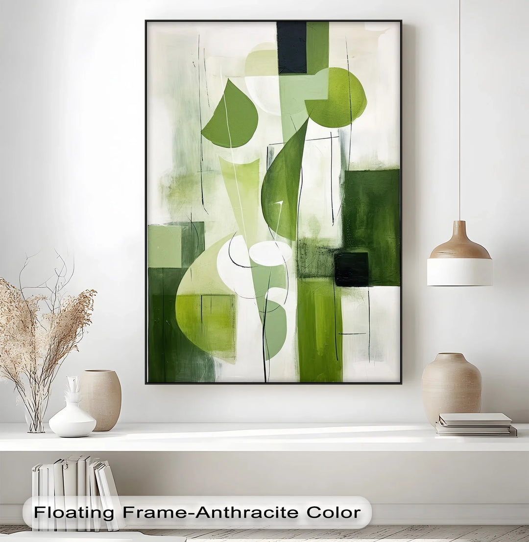 Verdant Geometry – Abstract Leaf-Inspired Canvas Print - MyPhotoStation