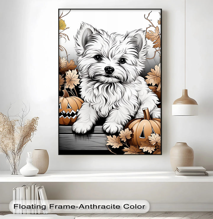 Pumpkin Pup Charm – Halloween Dog Illustration Puppies Canvas Print - MyPhotoStation