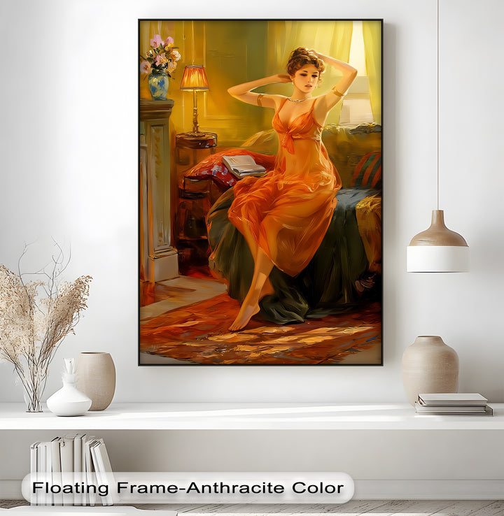 Golden Muse – Sensual Woman Canvas Wall Art | Bedroom Decor