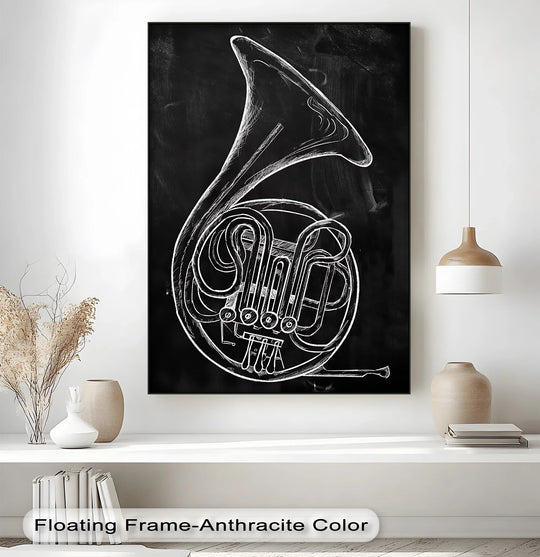 French Horn Chalkboard Art – Classical Music Canvas Print - MyPhotoStation