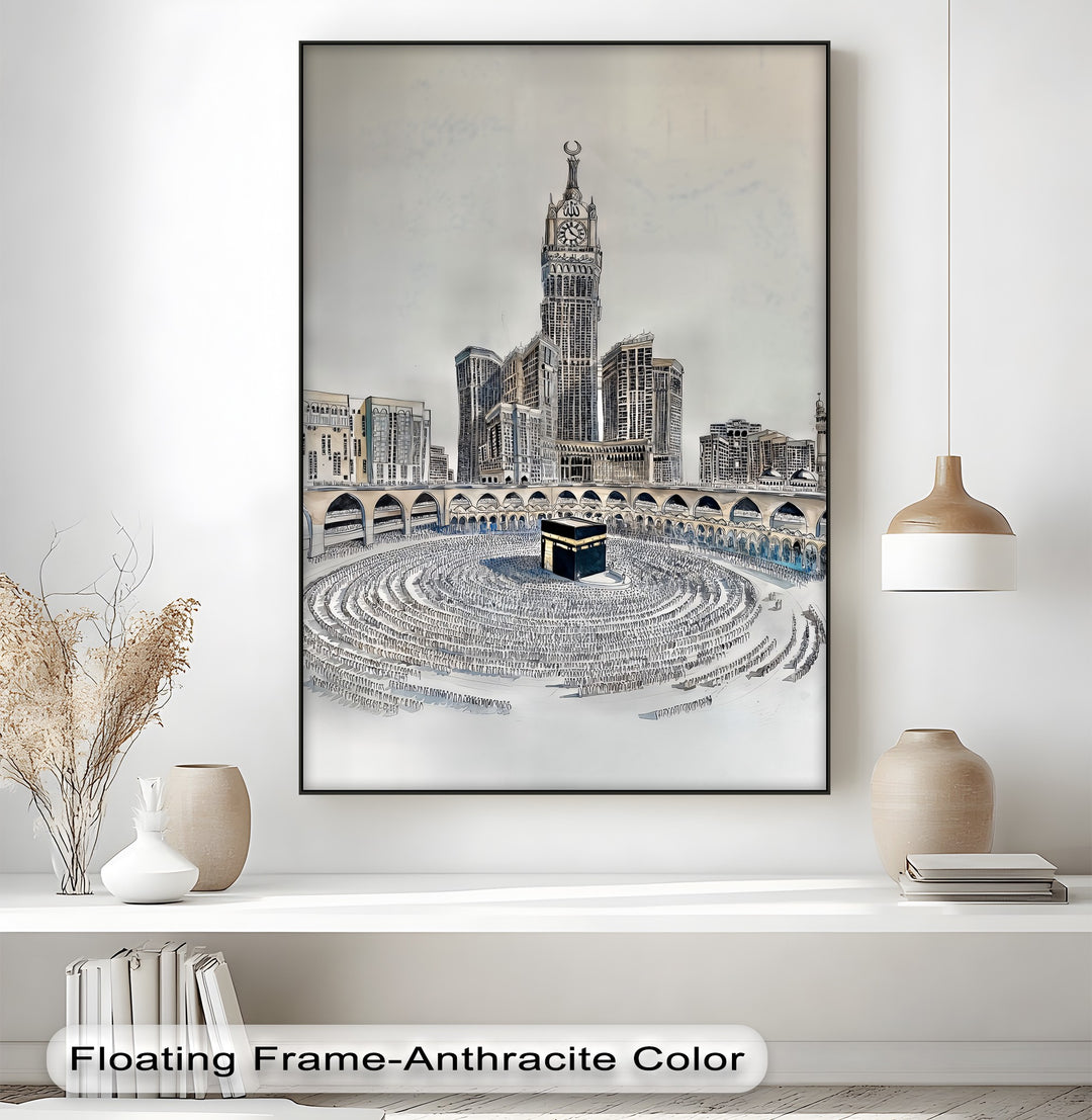 Kaaba with Abraj Al-Bait Clock Tower – Islamic Wall Art