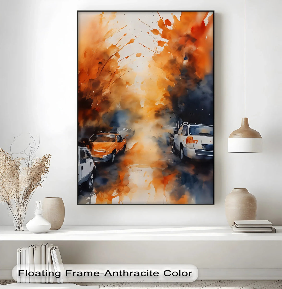 Urban Haze – Abstract Autumn Traffic Canvas Print - MyPhotoStation