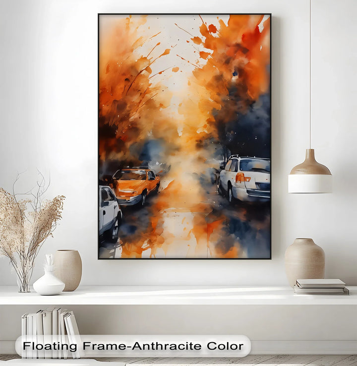 Urban Haze – Abstract Autumn Traffic Canvas Print - MyPhotoStation