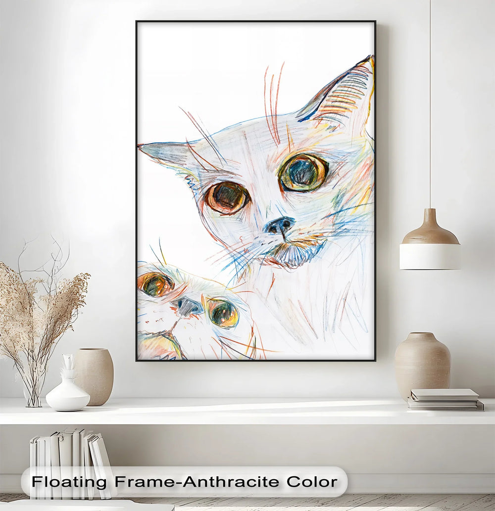 Color Stare – Abstract Cat Faces in Pastel Lines Cat Canvas Print - MyPhotoStation