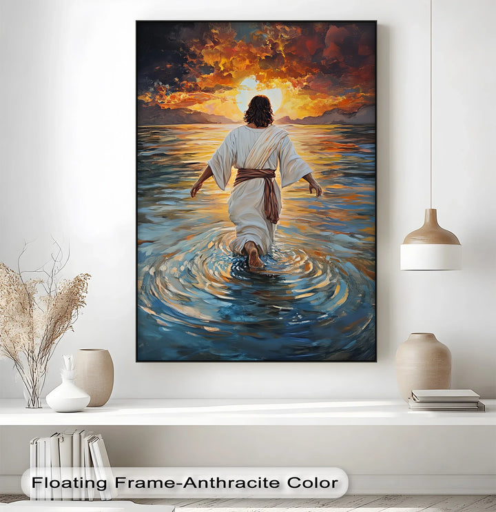 Divine Radiance – Jesus Walking Toward the Sunrise Canvas Print - MyPhotoStation