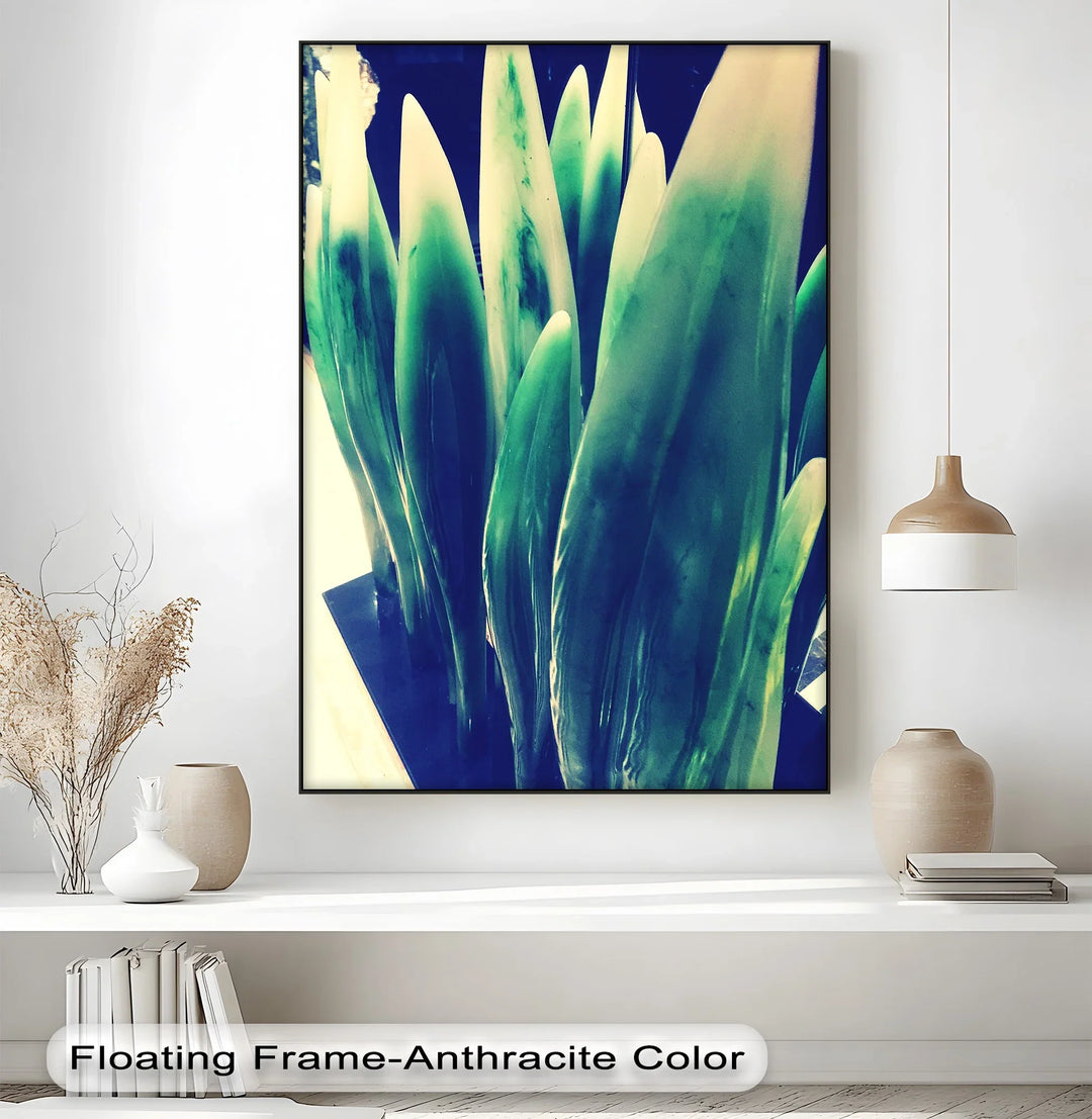 Verdant Sculpted Leaves – Contemporary Green Canvas Prints - MyPhotoStation