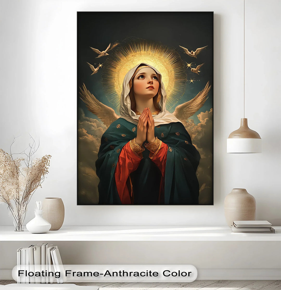 Heavenly Intercession – Virgin Mary in Prayer with Angels Canvas Print - MyPhotoStation