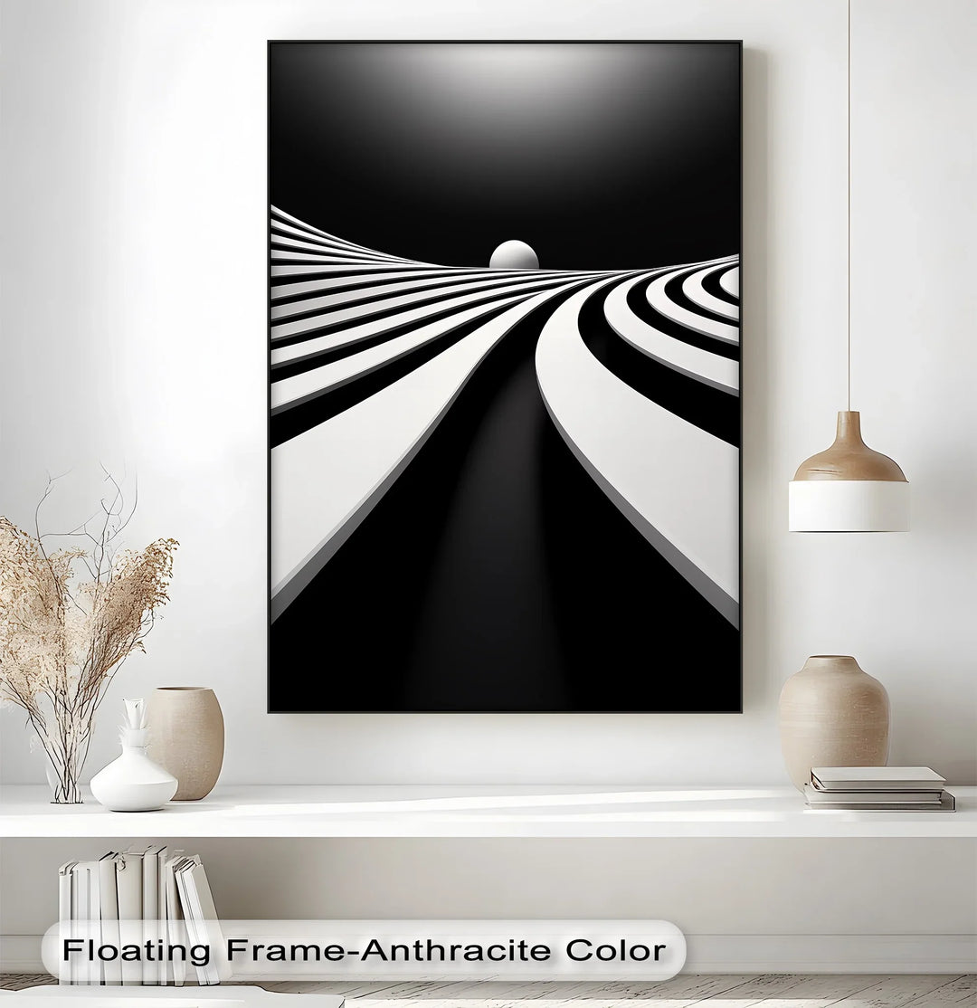Minimalist Horizon Flow – Black & White Canvas Print - MyPhotoStation