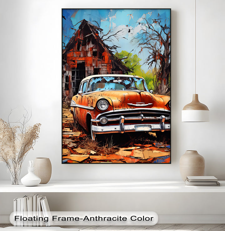 Rust & Remnants – Abandoned Vintage Chevy by a Forgotten Barn Canvas Print
