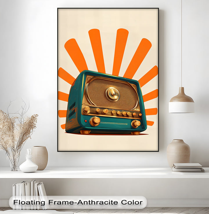 Retro Radiance – Classic Teal Radio Canvas Print