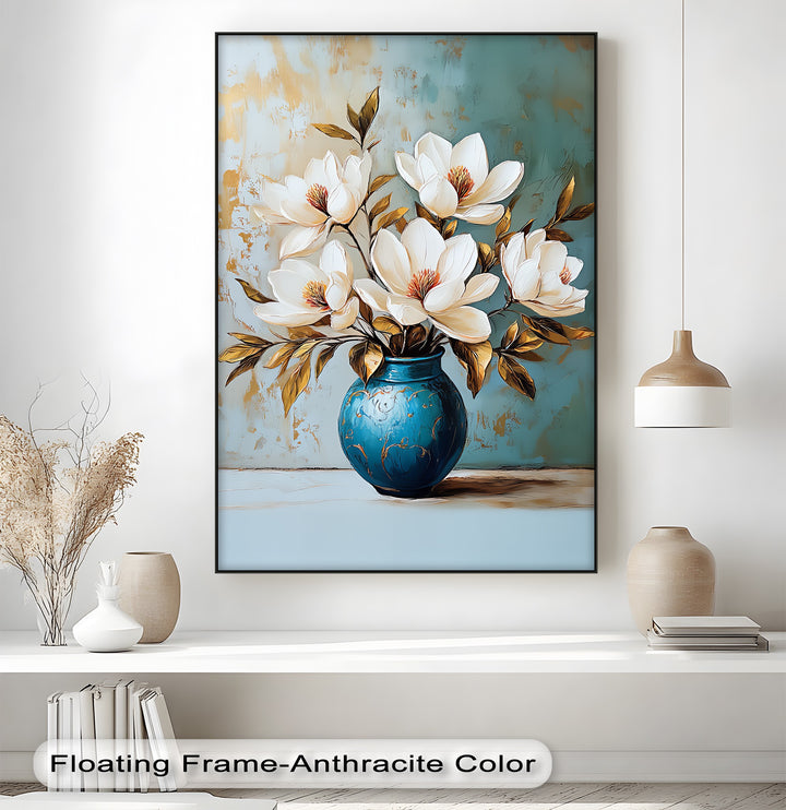 Ivory Magnolia Elegance – White Floral Canvas Print