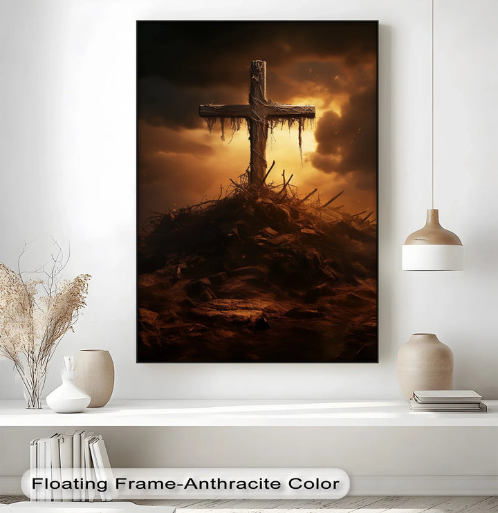 Calvary’s Shadow – Weathered Cross on the Hill Canvas Print - MyPhotoStation