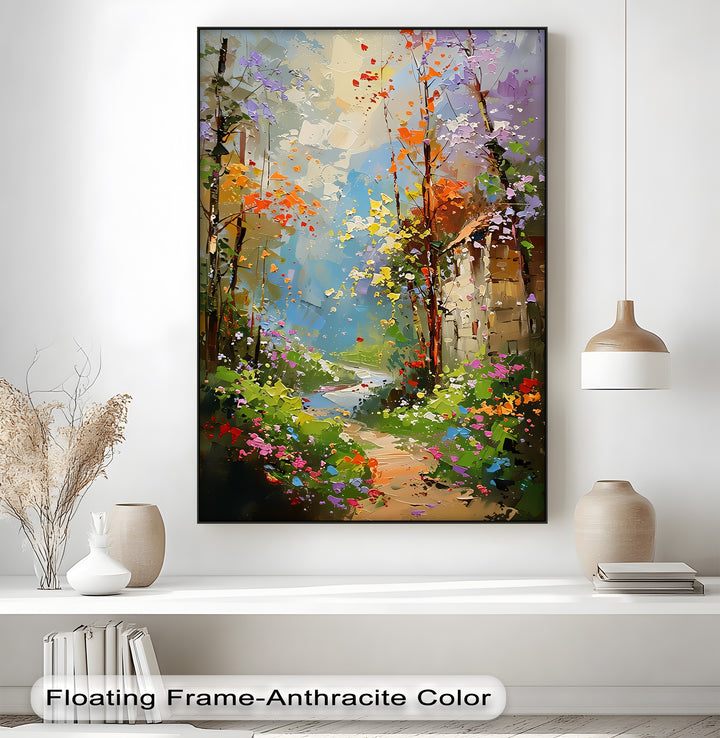 Whispers of Spring – Colorful Garden Pathway Canvas Print