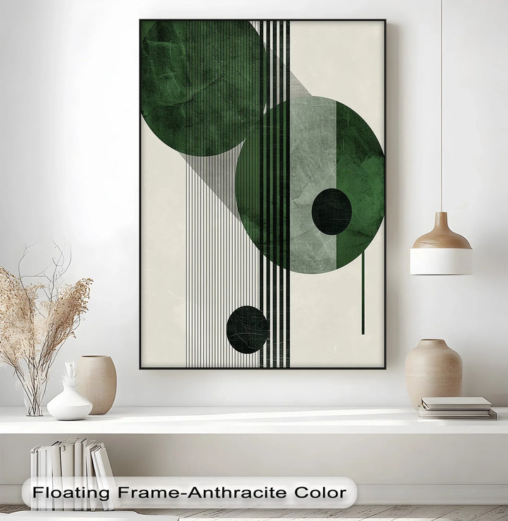 Modern Green Orbital Geometry – Abstract Minimalist Canvas Print - MyPhotoStation