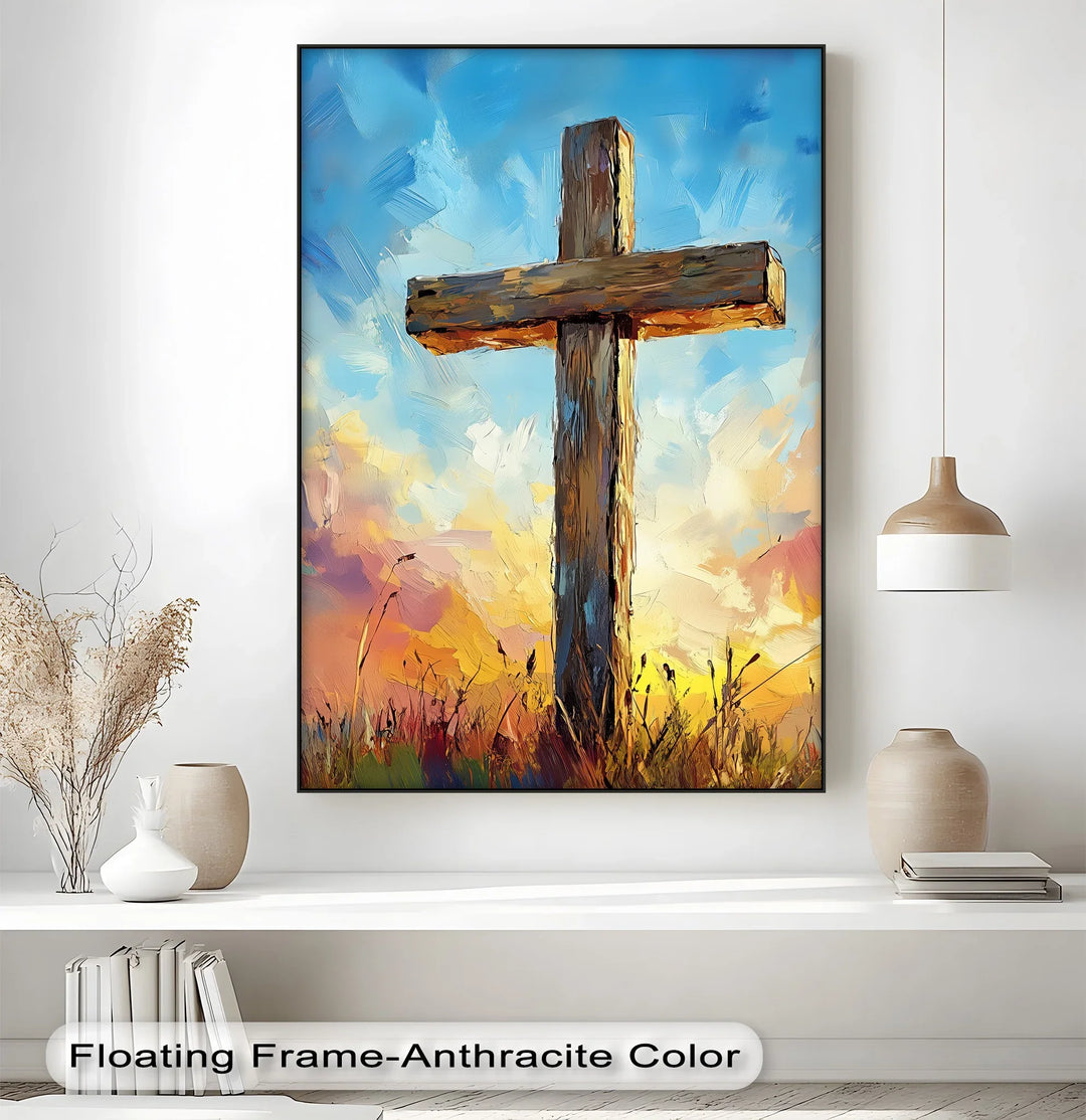 Divine Light – Wooden Cross at Sunrise Canvas Print - MyPhotoStation